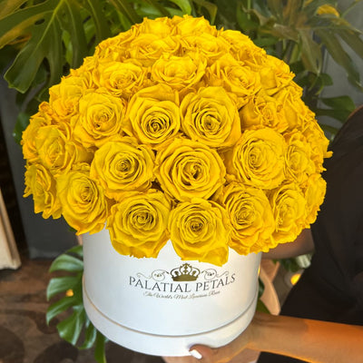 yellow preserved roses box - palatial petals