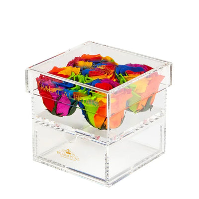 Rainbow Eternity Roses - Acrylic Box