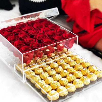 Petit Bisou Un Eternity Rose Acrylic Jewlery Box - PalatialPetals.com