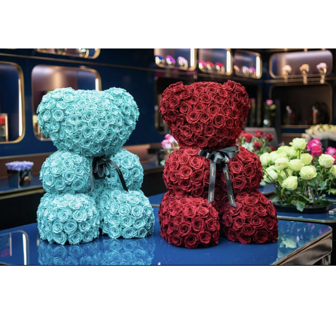 Rose Teddy Bears Gift Made With Real Preserved Eternity Roses