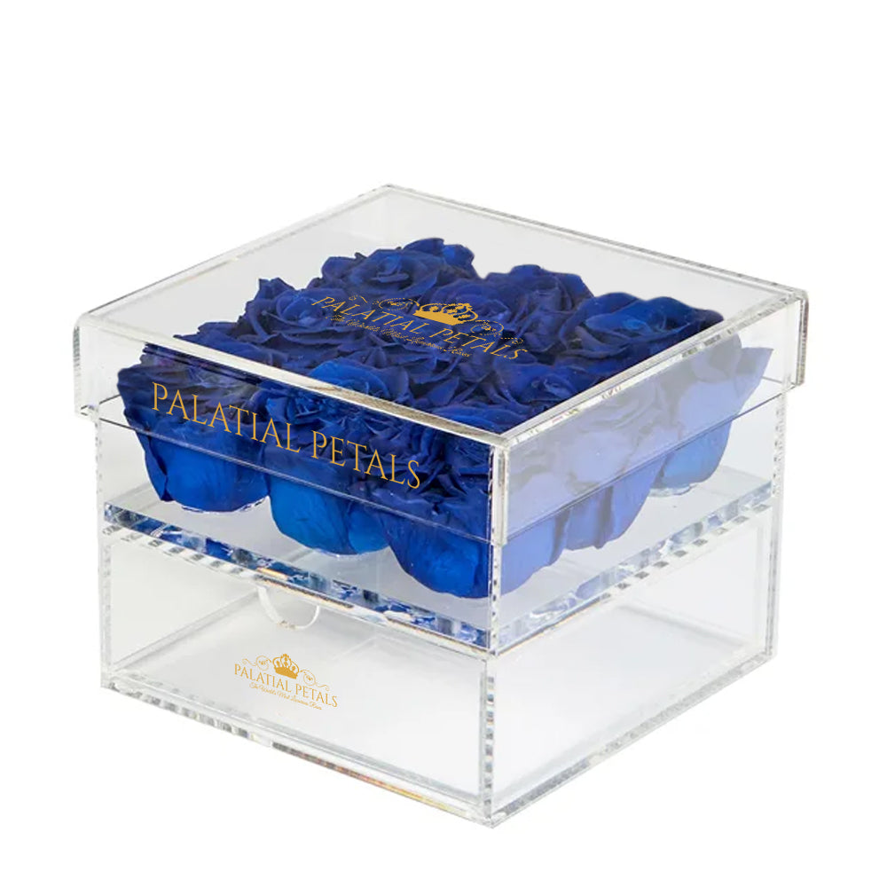 Royal Blue Eternity Roses - Acrylic Box