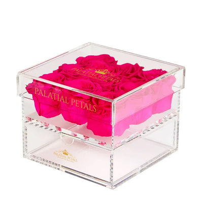 Hot Pink Eternity Roses - Acrylic Box