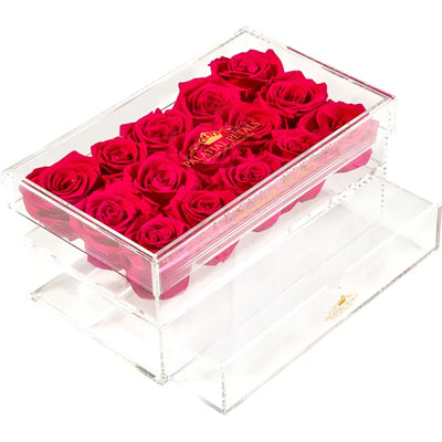 Hot Pink Eternity Roses - Acrylic Box