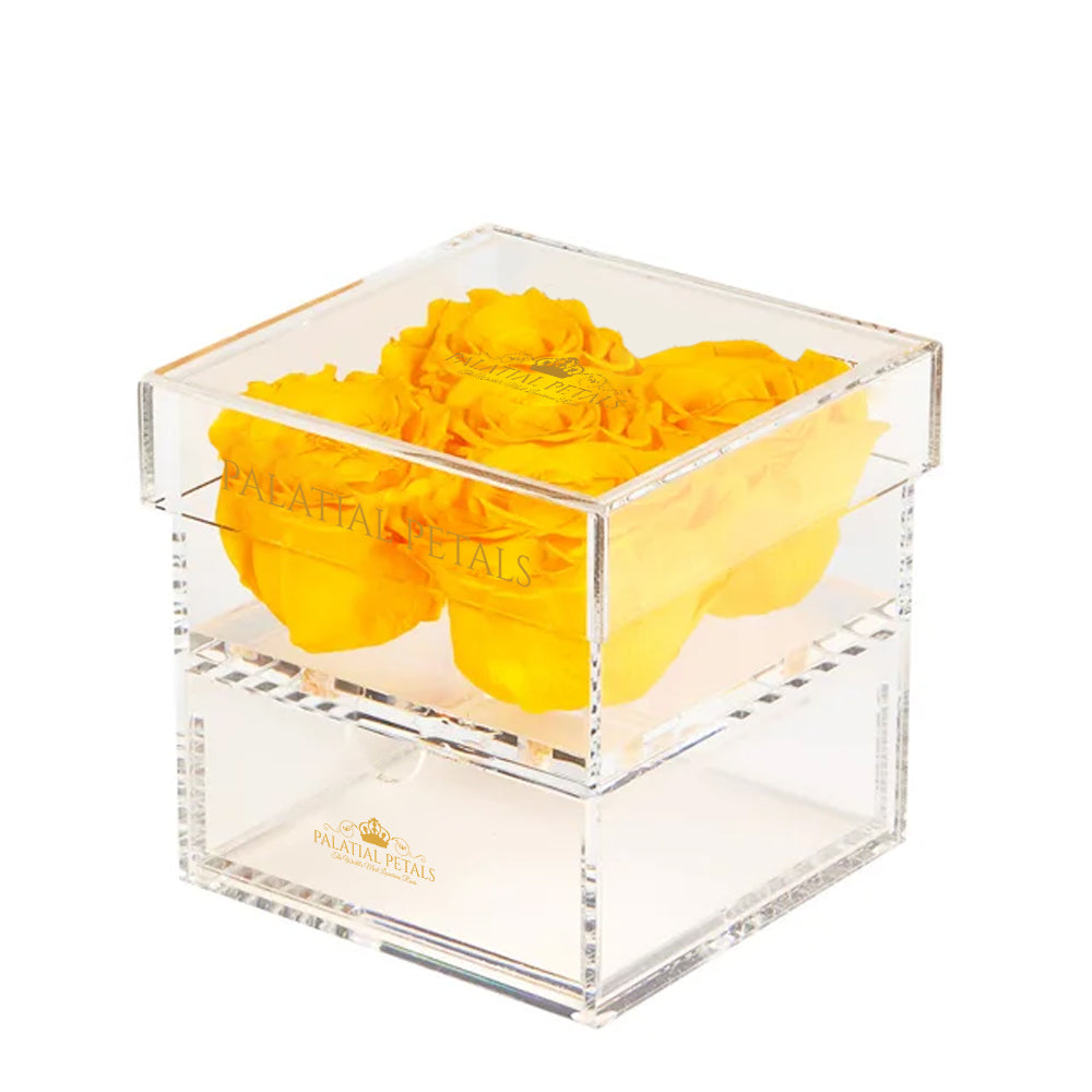 Tiger Orange Eternity Roses - Acrylic Box