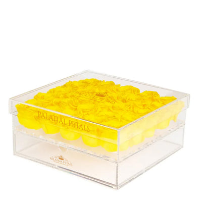 Yellow Eternity Roses - Acrylic Box