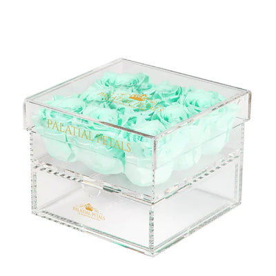 Tiffany Blue Eternity Roses - Acrylic Box
