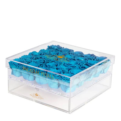 Turquoise Eternity Roses - Acrylic Box
