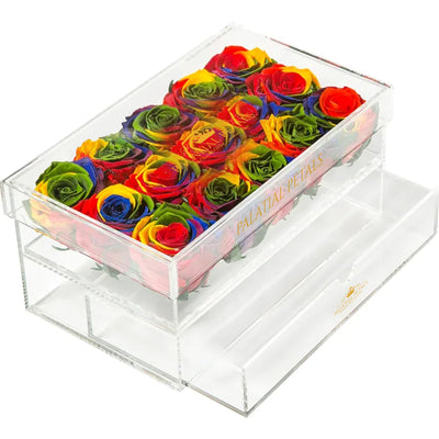 Rainbow Eternity Roses - Acrylic Box