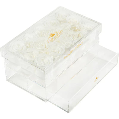 White Eternity Roses - Acrylic Box