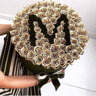 24K Gold & Black Roses That Last A Year - Custom Deluxe