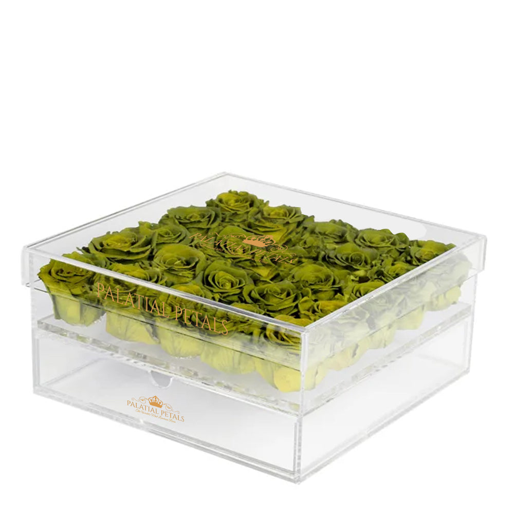 Green Eternity Roses - Acrylic Box
