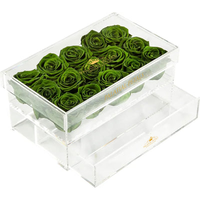 Green Eternity Roses - Acrylic Box