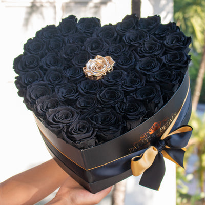 Black & 24k Gold Roses - Love Heart