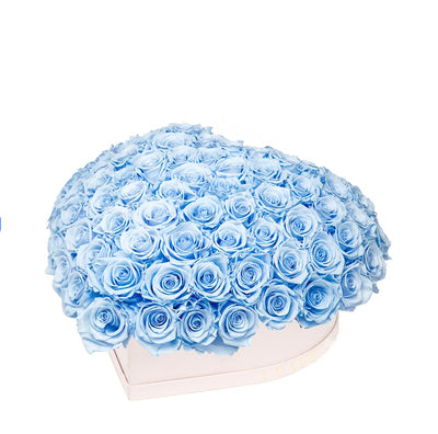 Baby Blue Roses That Last A Year - Love Heart "Crown"