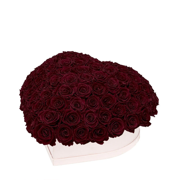 Red Wine Roses That Last A Year - Love Heart "Crown"
