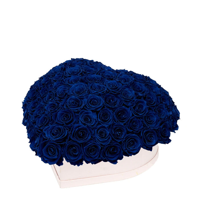 Royal Blue Roses That Last A Year - Love Heart "Crown"
