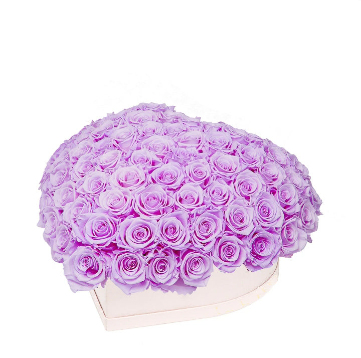 Lilac Roses That Last A Year - Love Heart "Crown"