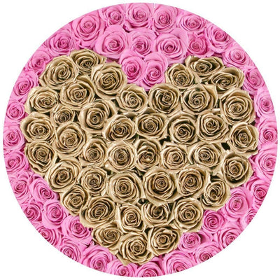 Pink & 24K Gold Roses That Last A Year - Deluxe Rose Box