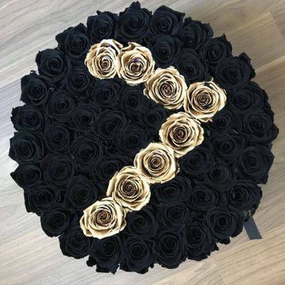 Black & 24K Gold Roses That Last A Year - Custom Deluxe Rose Box