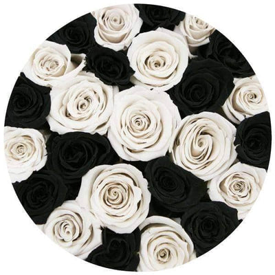 Black & White Roses That Last A Year - Classic Rose Box