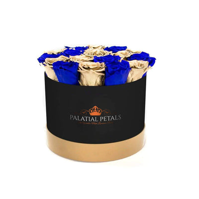 Blue & 24k Gold Roses That Last A Year - Classic Rose Box