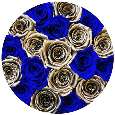Blue & 24k Gold Roses That Last A Year - Classic Rose Box