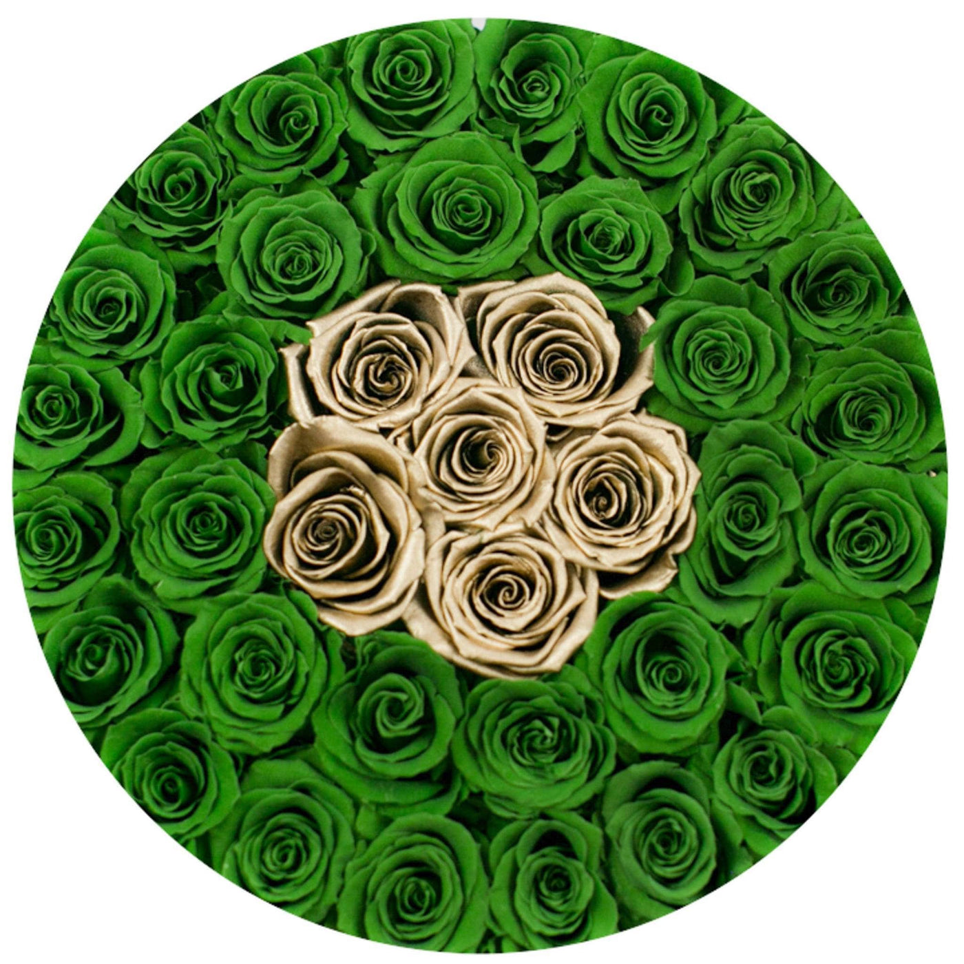 Green & 24k Gold Roses That Last A Year - Grande Rose Box