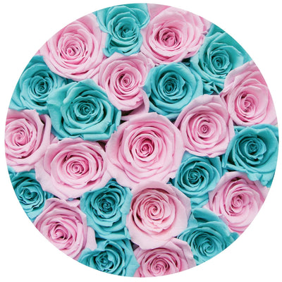 Tiffany Blue & Pink Roses That Last A Year - Classic Rose Box