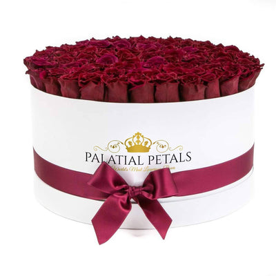 Red Wine Roses That Last A Year - Deluxe Rose Box