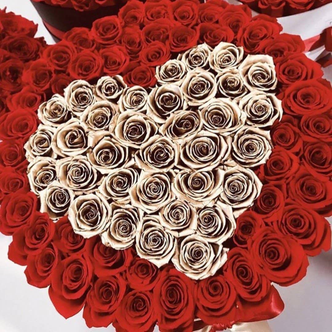 Red & 24K Gold Roses That Last A Year - Deluxe Rose Box