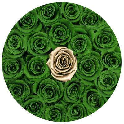 Green & 24k Gold Roses That Last A Year - Classic Rose Box