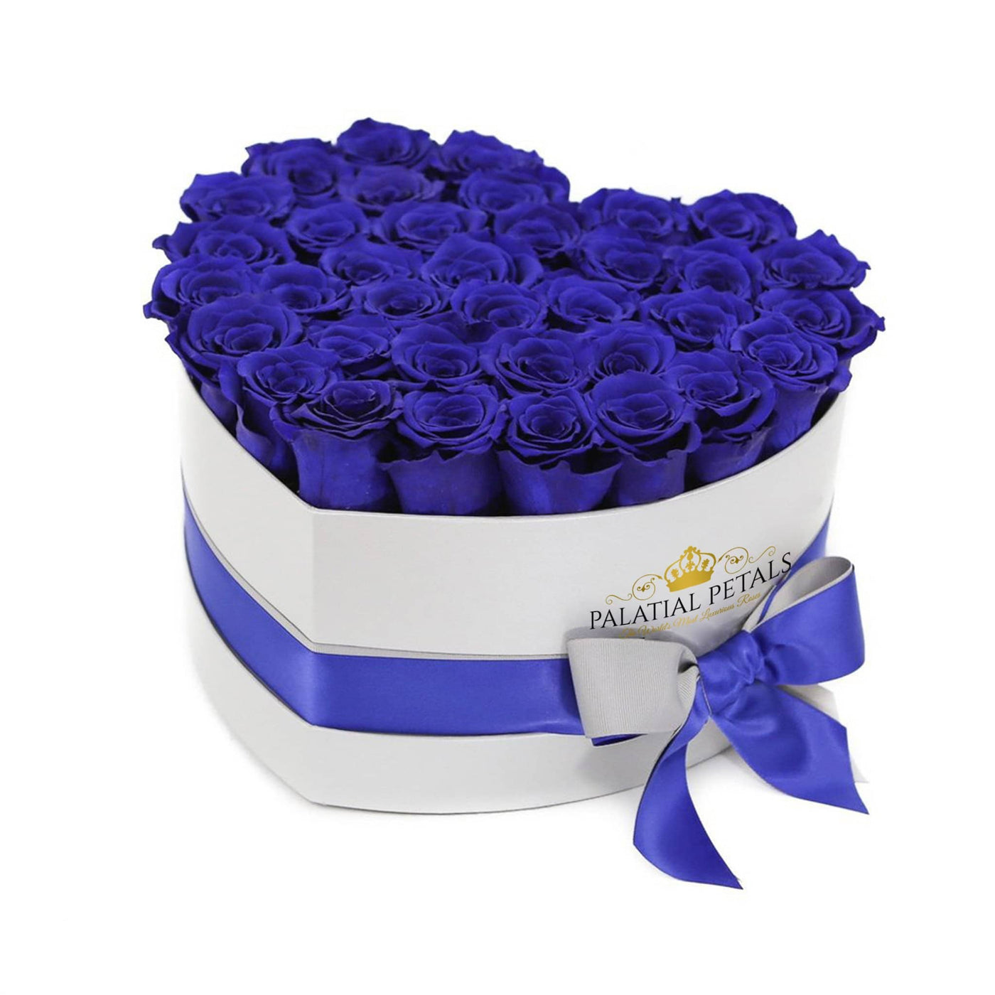 Royal Blue Roses That Last A Year - Love Heart Box