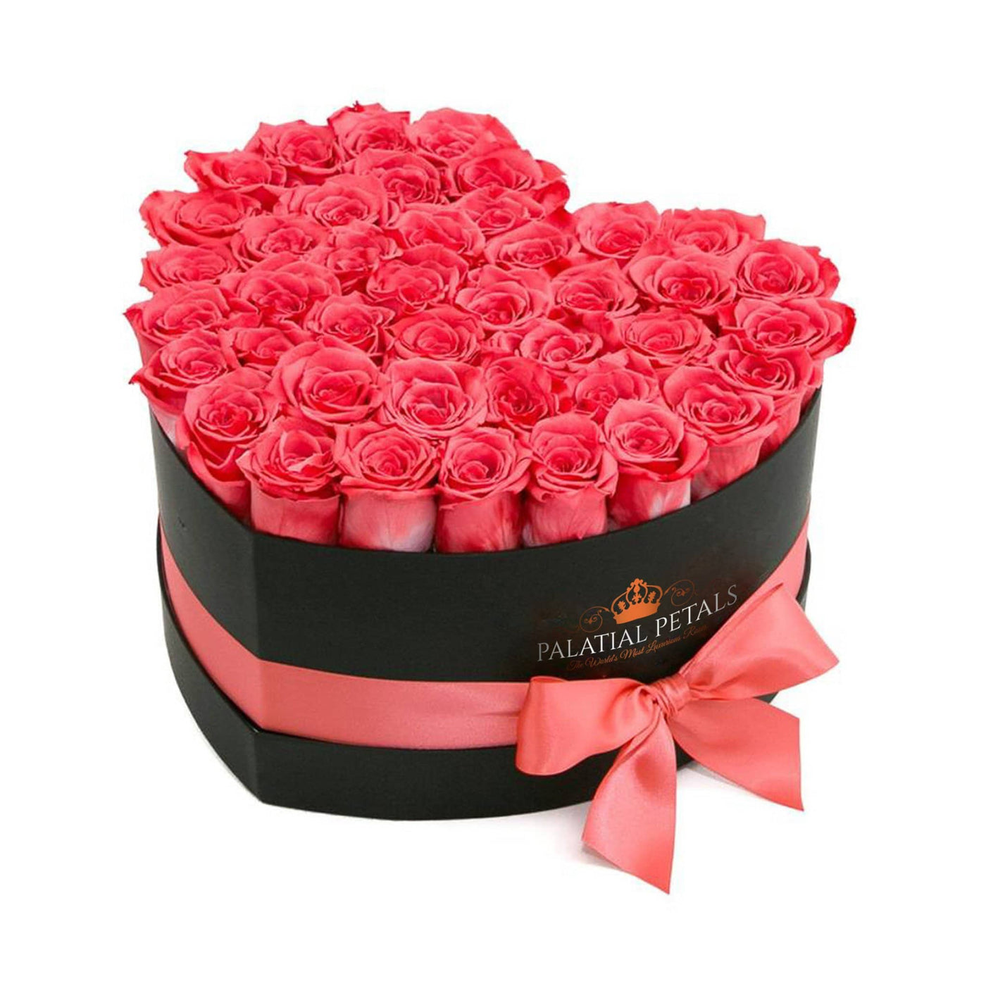 Coral Pink Roses That Last A Year - Love Heart Rose Box