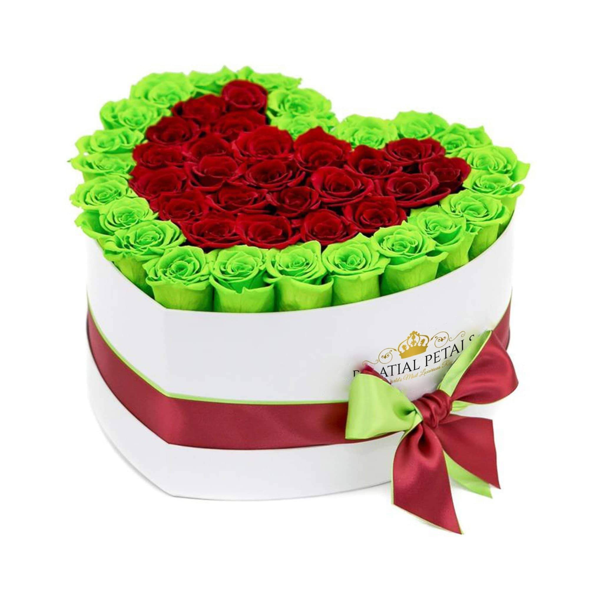 Green & Red Roses That Last A Year - Love Heart Rose Box – Palatial Petals