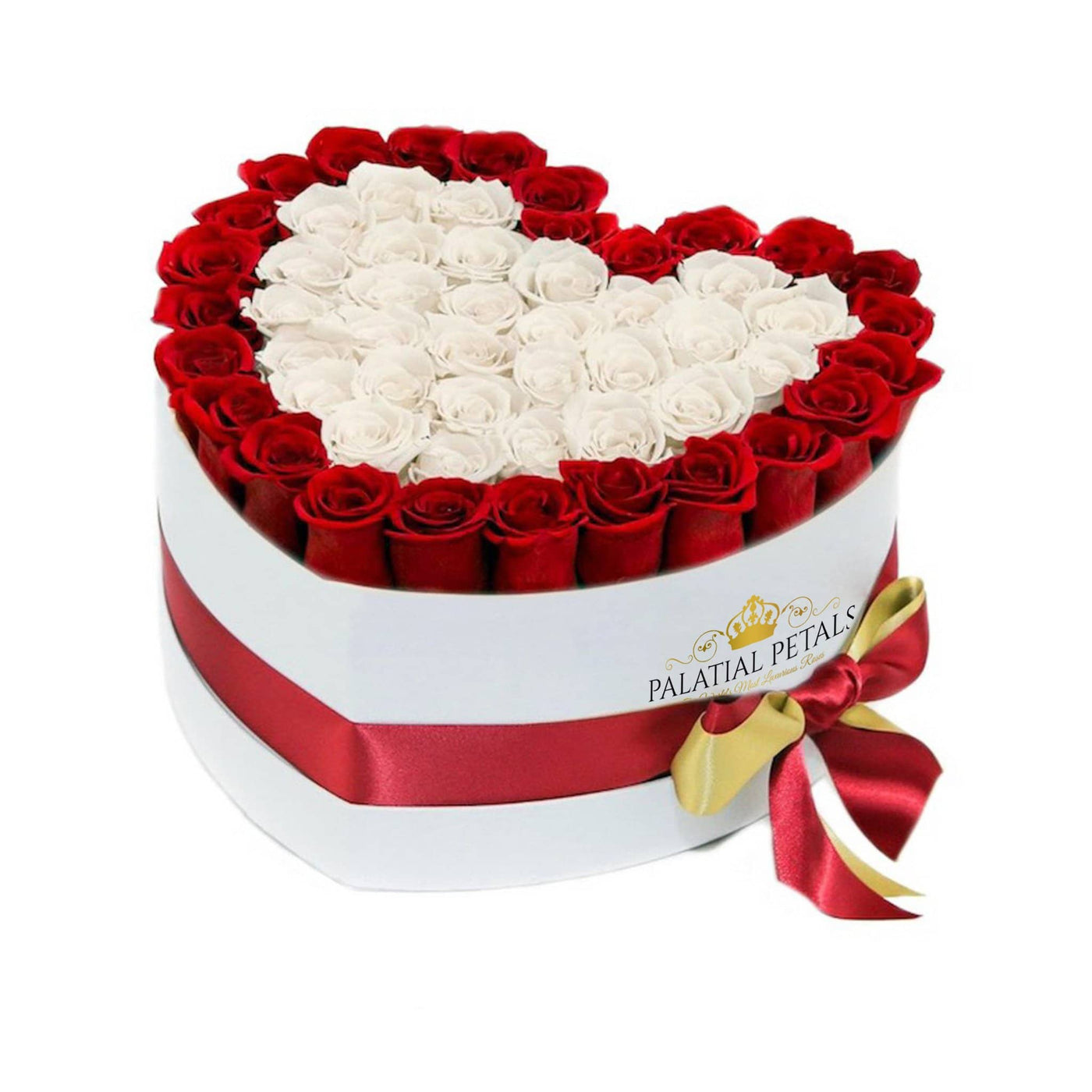 Red & White Roses - Love Heart
