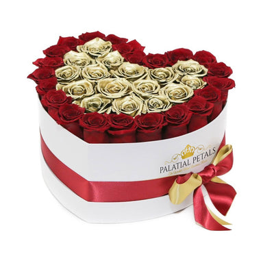 Louboutin Red & 24k Gold Roses - Love Heart