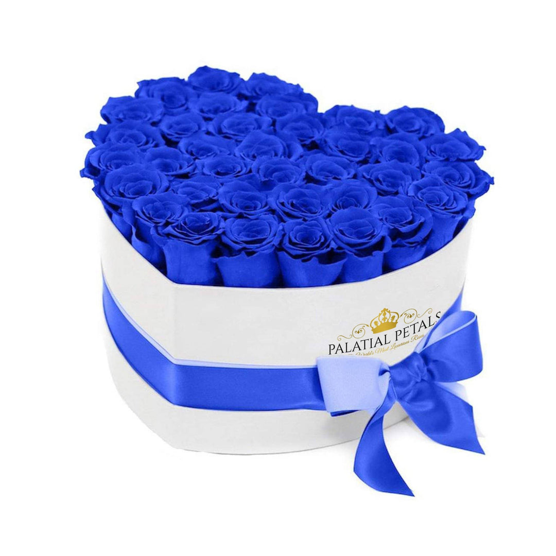 Sapphire Blue Roses That Last A Year - Love Heart Rose Box