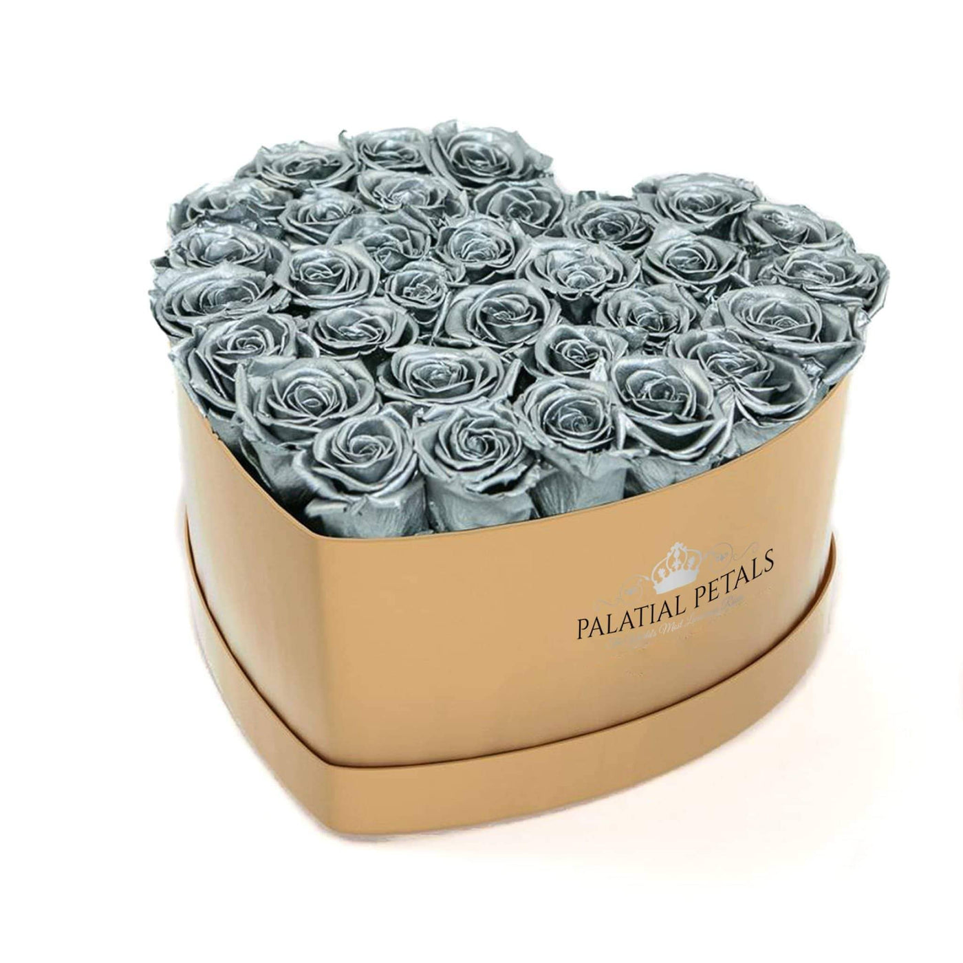 Silver Roses That Last A Year - Love Heart Rose Box – Palatial Petals