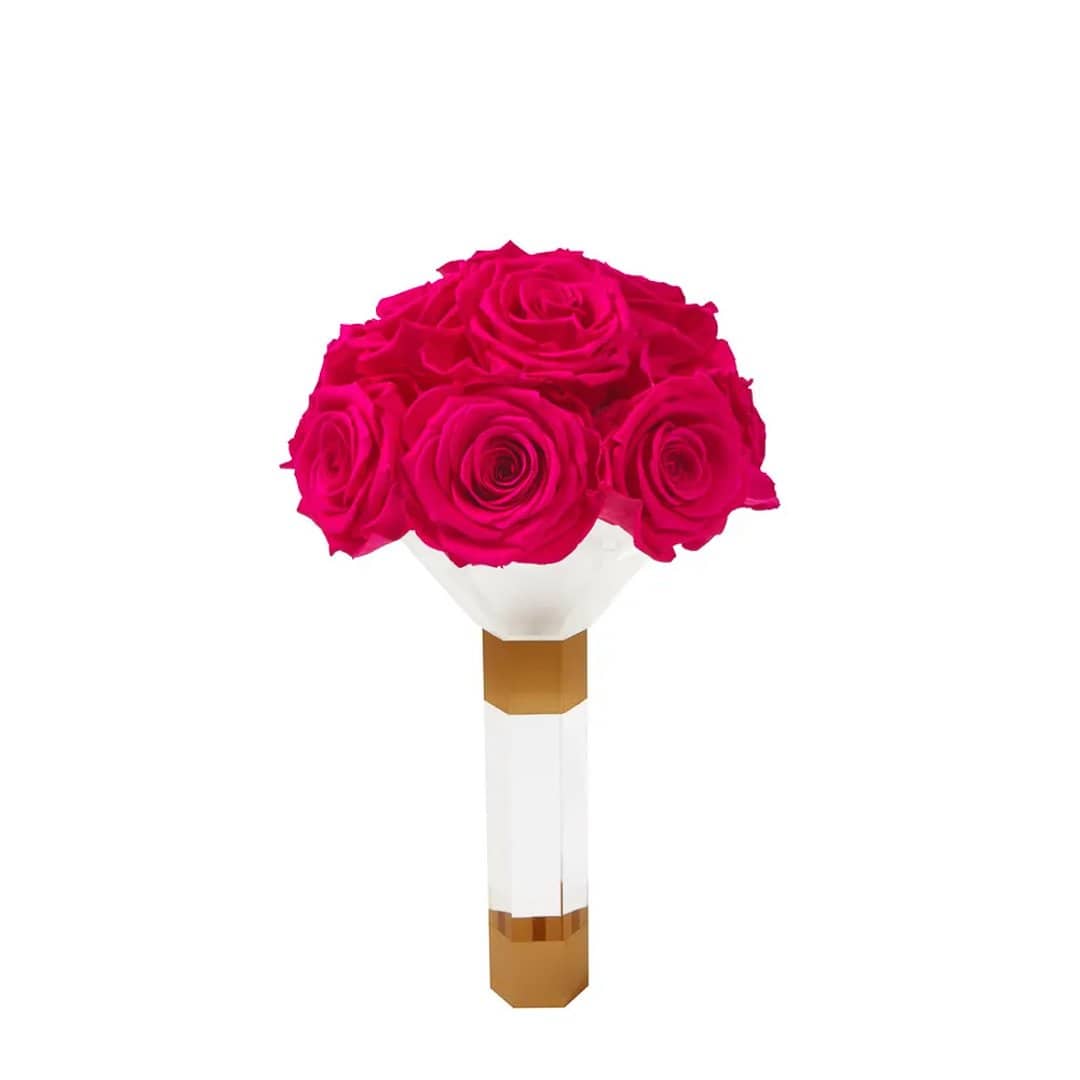 Hot Pink Luxury Eternity Rose Bridesmaid Bouquet