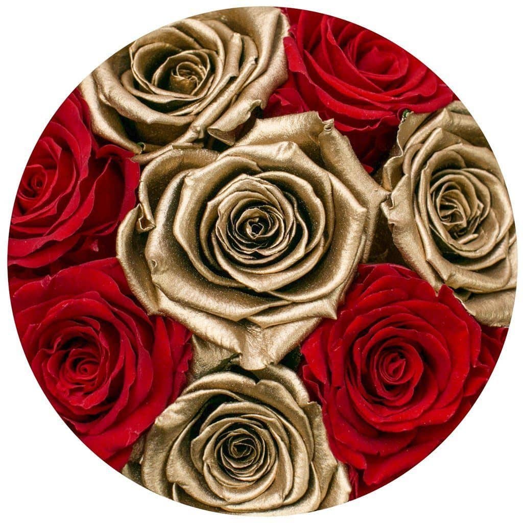 Red & 24k Gold Roses That Last A Year - Petite Rose Box