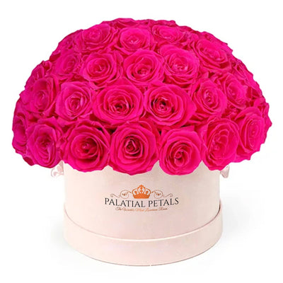Flamingo Pink Roses That Last A Year - Classic "Dome" Rose Box