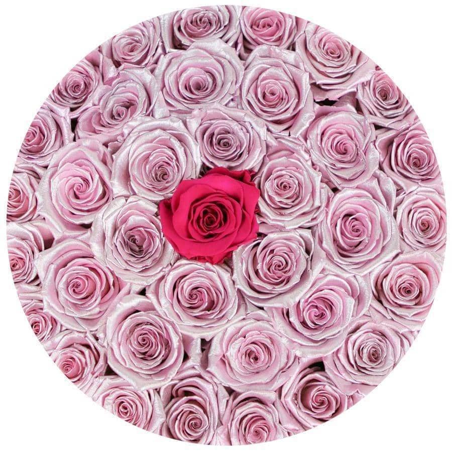 Metallic Pink Roses That Last A Year - Grande Rose Box
