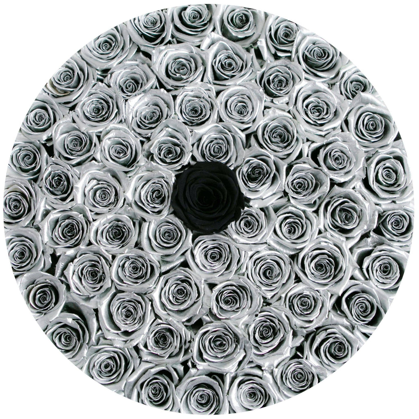 Metallic Silver & Black Roses That Last A Year - Deluxe Rose Box