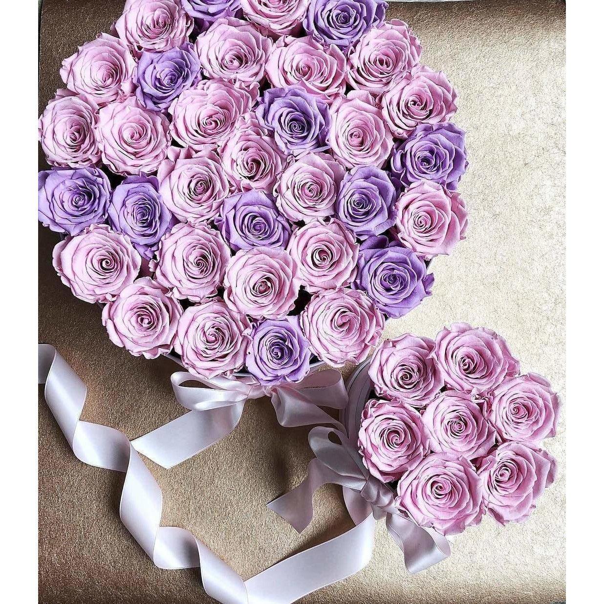 Pink & Lavender Roses That Last A Year - Deluxe Rose Box