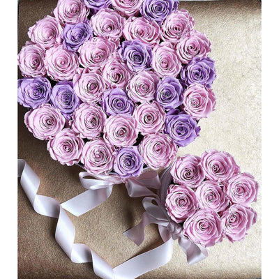 Pink & Lavender Roses That Last A Year - Deluxe Rose Box