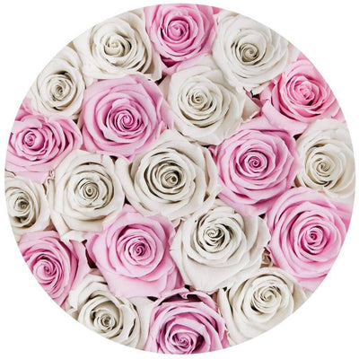 Pink & White Roses That Last A Year - Classic Rose Box