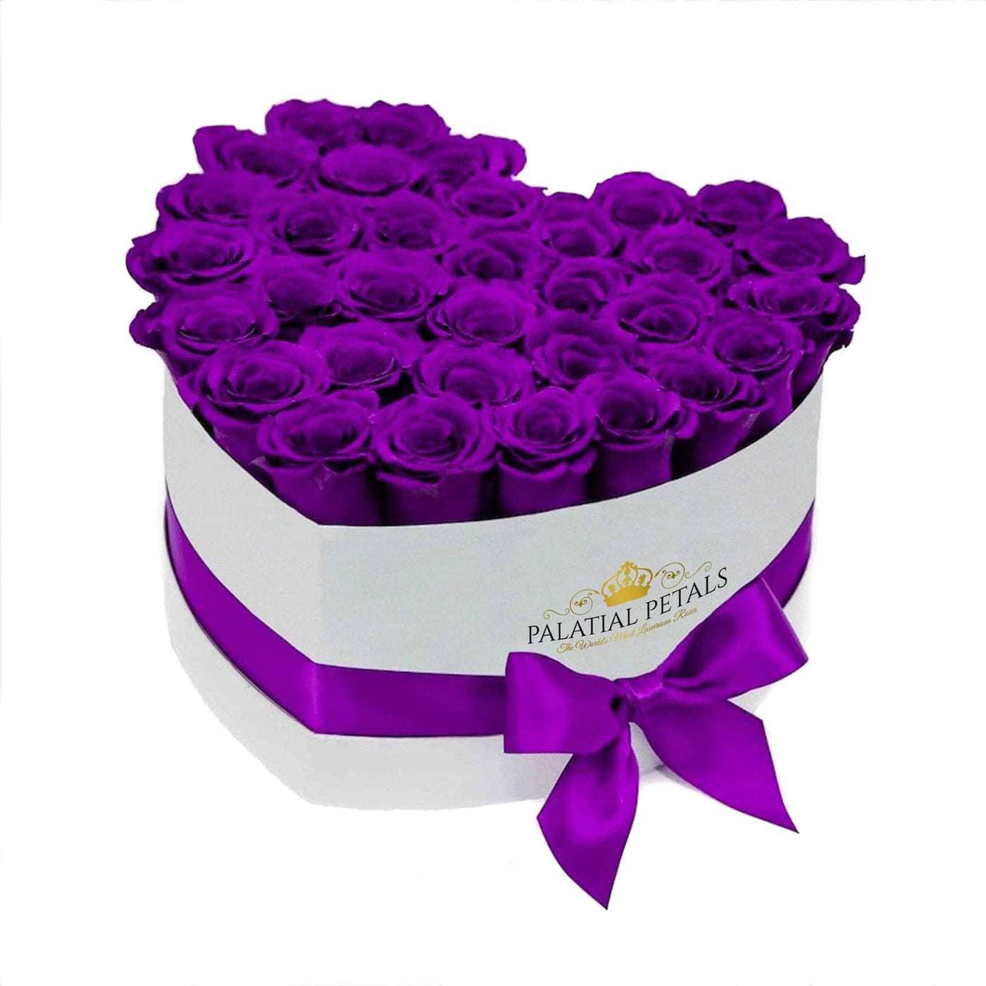 Purple Roses That Last A Year - Love Heart Box