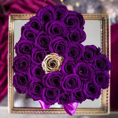 Purple with Gold Rose - Love Heart
