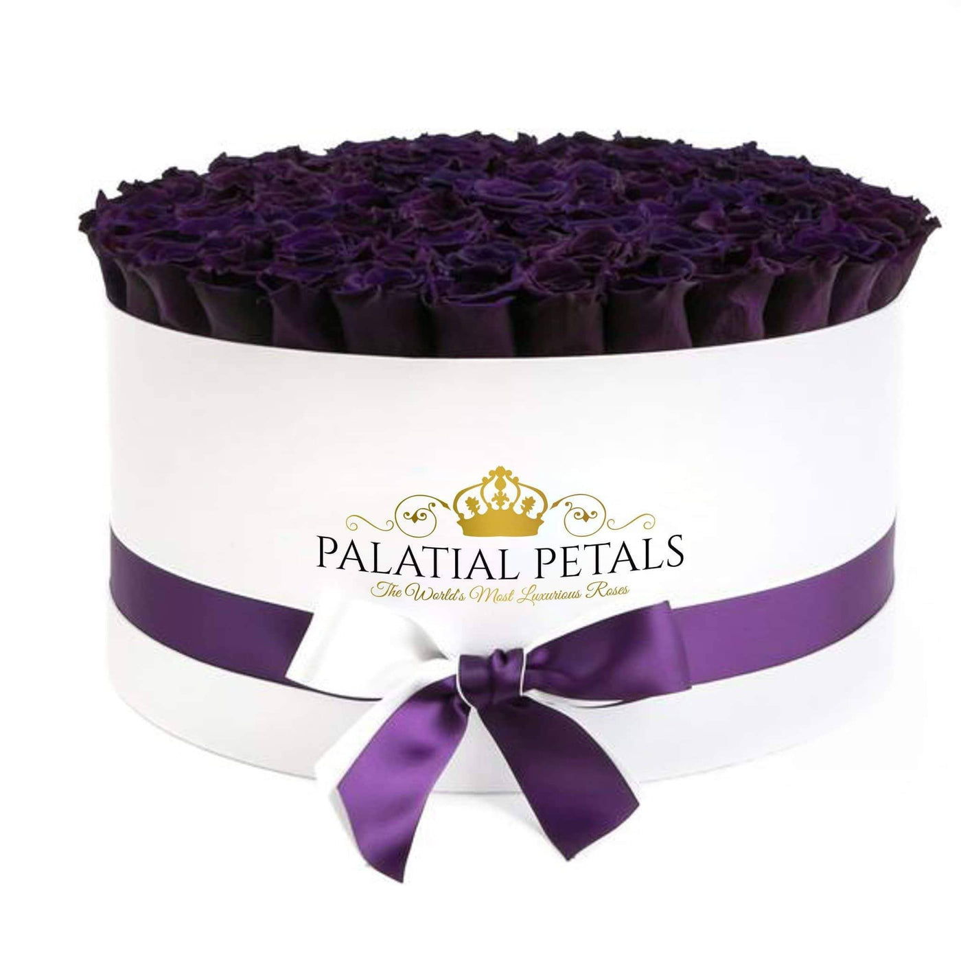 Purple Roses That Last A Year - Deluxe Rose Box