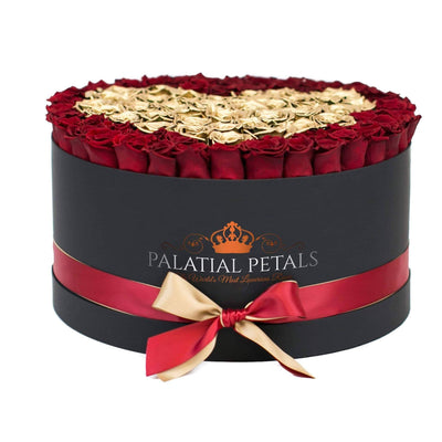 Red & 24K Gold Roses That Last A Year - Deluxe Rose Box